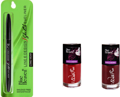 

Blue Heaven Line & Design Sketch Eyeliner with walk free red and mehroon nail paint (pack of 2)(Set of 3)