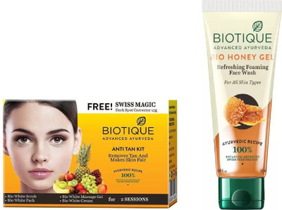 

BIOTIQUE BIO Bio Anti Tan Facial Kit, Bio Honey Gel Refreshing Foaming Face Wash(Set of 2)