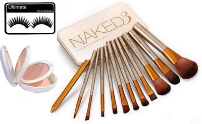 

Ultimate Eyelashes, Naked3 Urban Decay 12 Brushes Combo, MacLightful Marine-Bright Two Way Mirror Compact(Set of 14)
