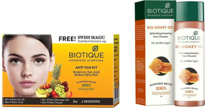 

BIOTIQUE BIO Bio Anti Tan Facial Kit, Bio Honey Gel Refreshing Foaming Face Cleanser For All Skin Types(Set of 2)