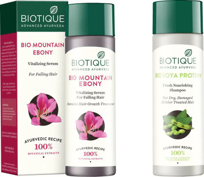 

BIOTIQUE BIO MOUNTAIN EBONY FRESH GROWTH STIMULATING SERUM INTENSIVE HAIR GROWTH TREATMENT, SOYA PROTEIN FRESH NOURISHING SHAMPOO(Set of 2)