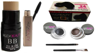

Huda Beauty COMBO OF GEL EYELINER (black& brown), with long lasting mascara & beauty Balm(BB) stick for all skin types(Set of 3)