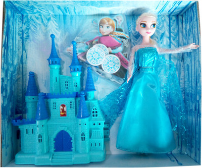 

IndusBay Frozen Small Doll Anna Snow Castle Playset for Girls(Blue)