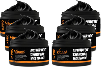 

vihado Activated Charcoal Face Mask with PM 2.5 Anti-Pollution Shield No Parabens & Mineral Oil Wash Off Face Mask, 100mL (Pack of 6)(100 ml)