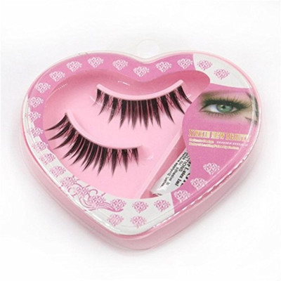 

Kushahu 1 Pairs Heart-Shaped Packaging Transparent Stems Fake Lashes Eyelashes+Glue Assembly False Eyelashes Stage Makeup Lashes(Pack of 2)