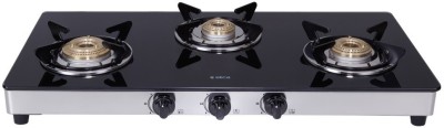 Elica 773 CT VETRO (DT SERIES) Glass, Steel Manual Gas Stove(3 Burners)