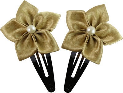

Threads N Ribbons Ribbon Flower Tic Tac Clip, Hair Clip, Hair Pin(Gold)