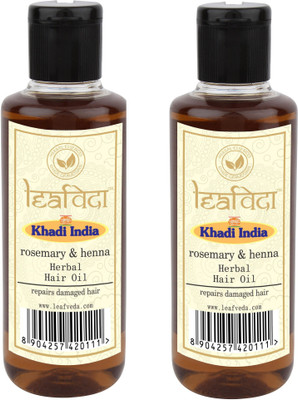 

Leafveda Khadi Leafveda Rosemary & henna Hair Oil pack of 2-Repairs damaged hair Hair Oil(420 ml)
