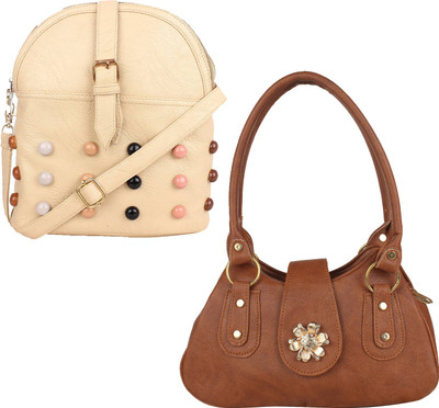 

Element Cart Hand-held Bag(Brown, Beige), Beige;brown