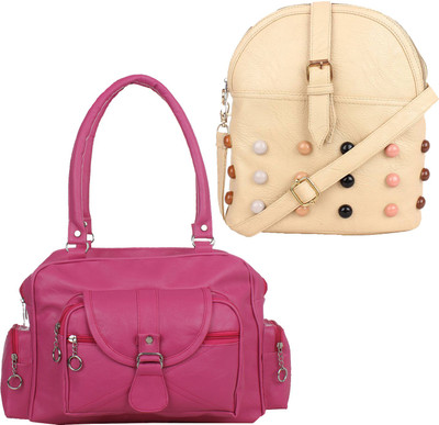 

Element Cart Hand-held Bag(Pink, Beige), Beige;pink