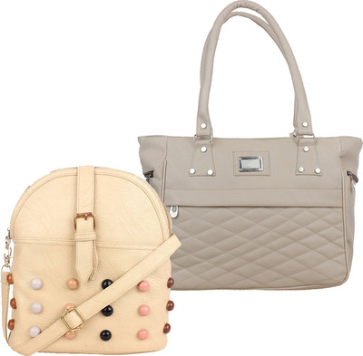 

Element Cart Hand-held Bag(Grey, Beige), Beige;grey