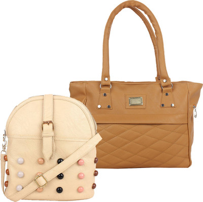 

Element Cart Hand-held Bag(Brown, Beige), Beige;brown