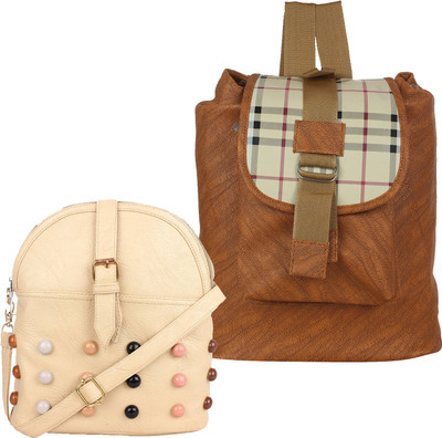 

Element Cart Hand-held Bag(Brown, Beige), Beige;brown