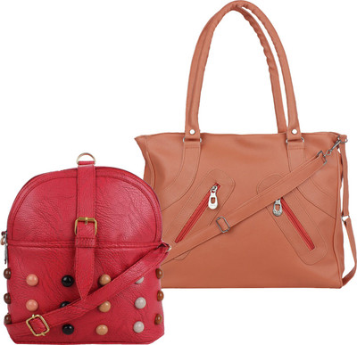

Element Cart Hand-held Bag(Tan, Red), Red;tan