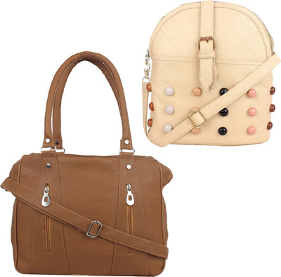 

Element Cart Hand-held Bag(Brown, Beige), Beige;brown