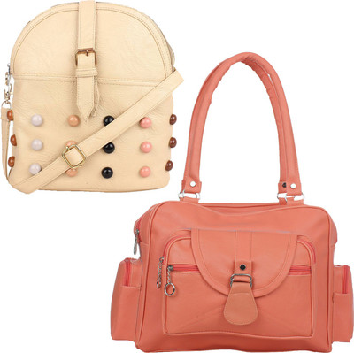 Element Cart Hand-held Bag(Orange, Beige), Beige;orange