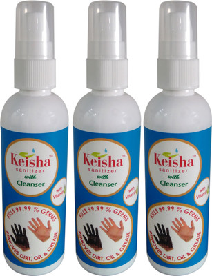 

KEISHA SANITIZER WITH CLEANSER(100 ml, Pump Dispenser, Pack of 3)