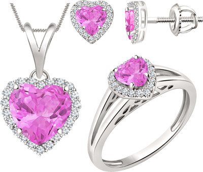 

SilverDew Sterling Silver Jewel Set(Pink)