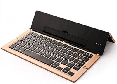 Un-Tech Foldable Keyboard with Kickstand for iPhone, iPad, Andriod Cellphone and Windows Tablet Grey Magnetic, Bluetooth, Wireless Tablet Keyboard(Rose Gold) at flipkart