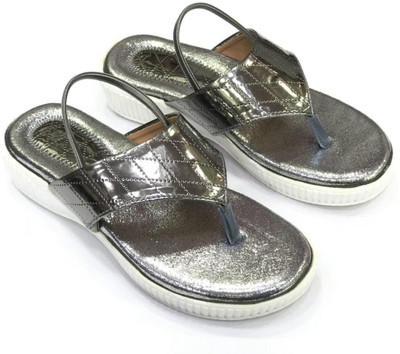 

SHOEMANTAR Girls Slip On Slipper Flip Flop(Grey