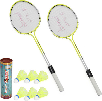 

Roxon Phantom Badminton Racquet Set Of 2 Piece With 6 Piece Suney Extrerme Nylon Shuttle Badminton Kit