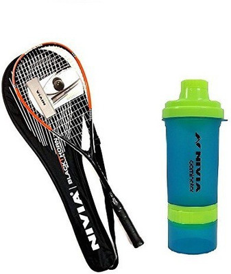 

Nivia Combo Of Three One 'Black Thorn' Squash Racquet, One 'DOMINATOR' SHAKER. Squash Kit
