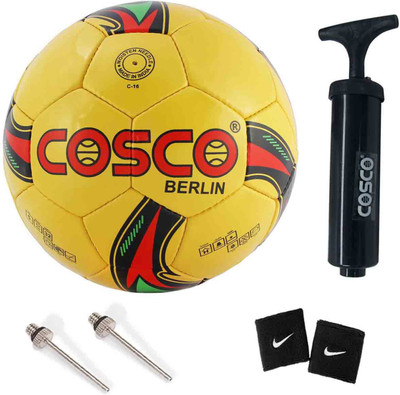 

Cosco Combo of 3, 1 Berlin Football, 1 Football Pump, 1 Pair Wrist Band Football Kit