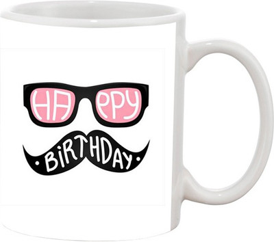 

Ashvah Happy Birthday 1369 Ceramic Mug(350 ml), Multicolor