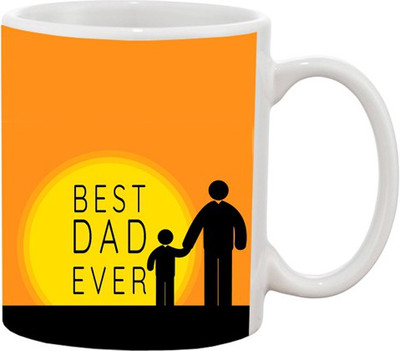

Ashvah Best Dad Ever Ceramic Mug(350 ml), Multicolor