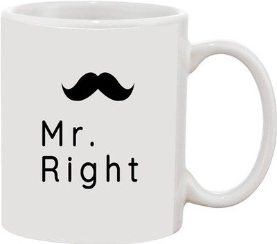 

Ashvah Mr. Right Ceramic Mug(350 ml), Multicolor