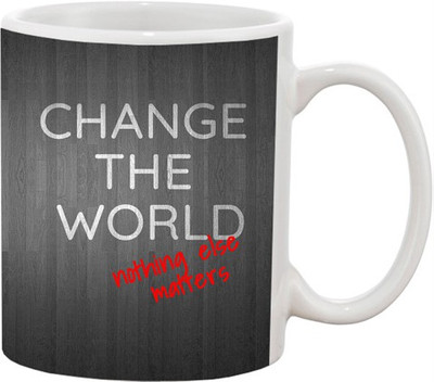 

Ashvah Change The World Ceramic Mug(350 ml), Multicolor