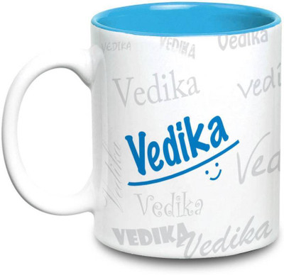 

LOF Vedika Name Gift Ceramic Inside Blue Gifts For Birthday Ceramic Mug(325 ml)