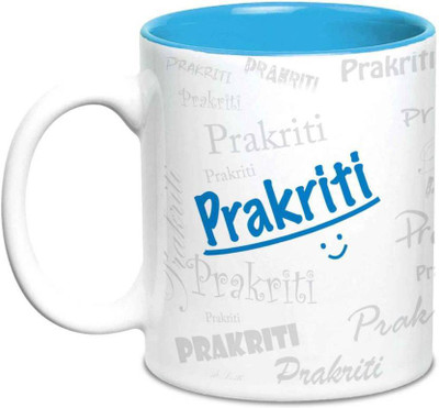 

LOF Prakriti Name Gift Ceramic Inside Blue Gifts For Birthday Ceramic Mug(325 ml)