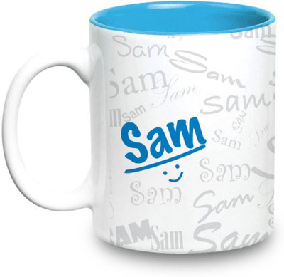 

LOF Sam Name Gift Ceramic Inside Blue Gifts For Birthday Ceramic Mug(325 ml)