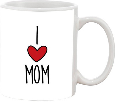 

Ashvah I Love Mom Ceramic Mug(350 ml), Multicolor