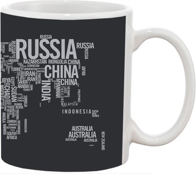 

Ashvah World Map Ceramic Mug(350 ml), Multicolor