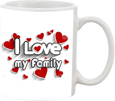 

Ashvah Love My Family Ceramic Mug(350 ml), Multicolor