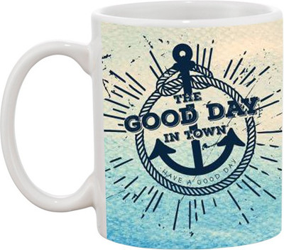 

Ashvah Good Day Ceramic Mug(350 ml), White