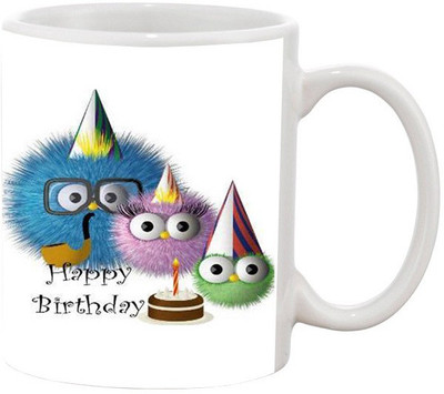 Ashvah Happy Birthaday 1429 Ceramic Mug(350 ml), Multicolor