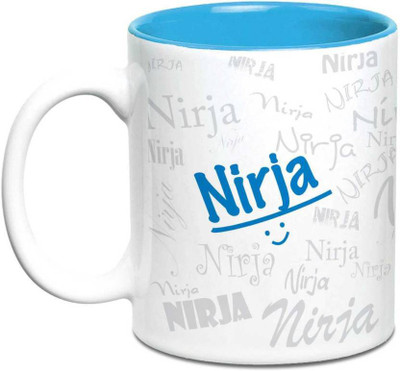 

LOF Nirja Name Gift Ceramic Inside Blue Gifts For Birthday Ceramic Mug(325 ml)
