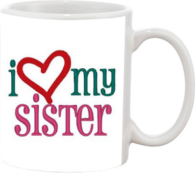 

Ashvah Love My Sister Ceramic Mug(350 ml), Multicolor
