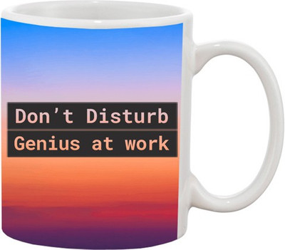 

Ashvah Don't Disturb Genius At Work Ceramic Mug(350 ml), Multicolor