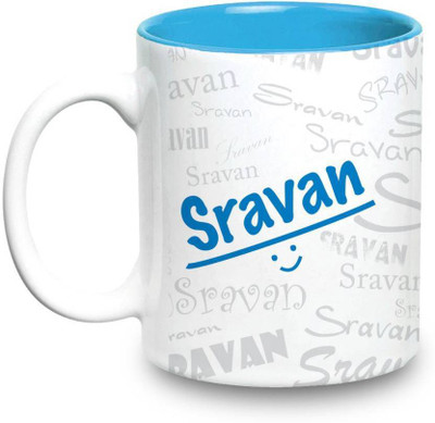 

LOF Sarvan Name Gift Ceramic Inside Blue Gifts For Birthday Ceramic Mug(325 ml)