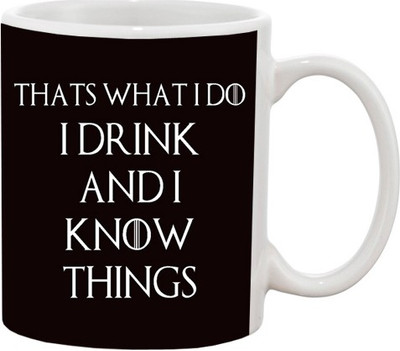 Ashvah I Drink And I Know Things Ceramic Mug(350 ml), Multicolor