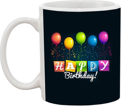 

Ashvah Happy Birthday 1373 Ceramic Mug(350 ml), Multicolor