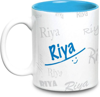 

LOF Riya Name Gift Ceramic Inside Blue Gifts For Birthday Ceramic Mug(325 ml)