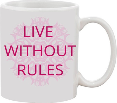 

Ashvah Live Without Rules Ceramic Mug(350 ml), Multicolor