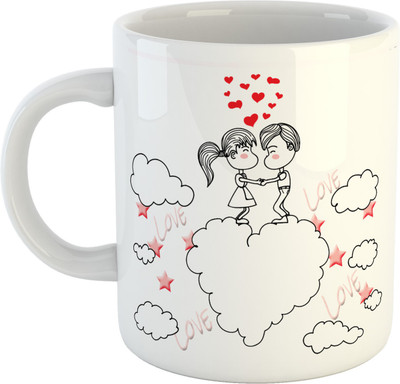 ARTBUG Couple in Love on Cloud Nine -1683 Ceramic Coffee Mug(350 ml)