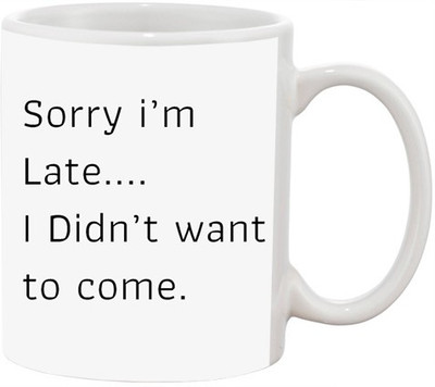 

Ashvah Sorry I'M Late Ceramic Mug(350 ml), Multicolor