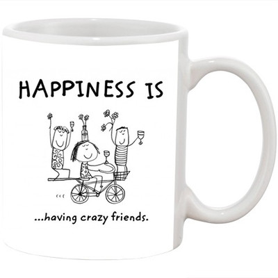 

Ashvah Crazy Friend Ceramic Ceramic Mug(350 ml), Multicolor